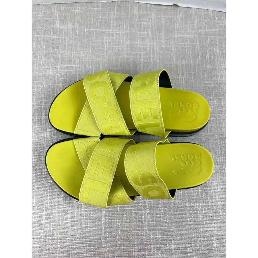 Sorel Roaming Sport Slide Slip On‎ Neon Yellow Womens Sz 7